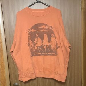 American Eagle Outfitters Orange Halloween Graphic Crewneck Sweater